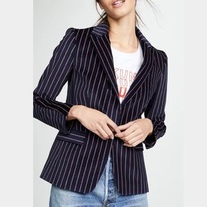 Rag & Bone Lexington Velvet Blazer in Navy and Red Stripe size 6 EUC